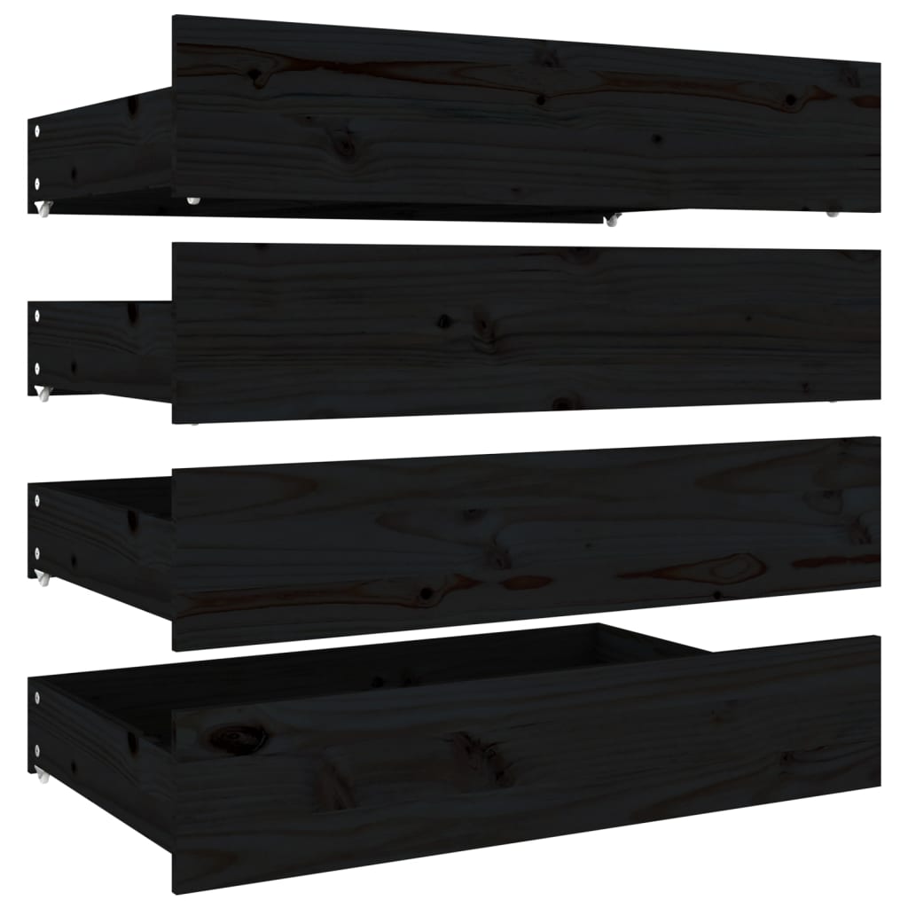 Bed Drawers 4 Pcs Solid Wood Pine