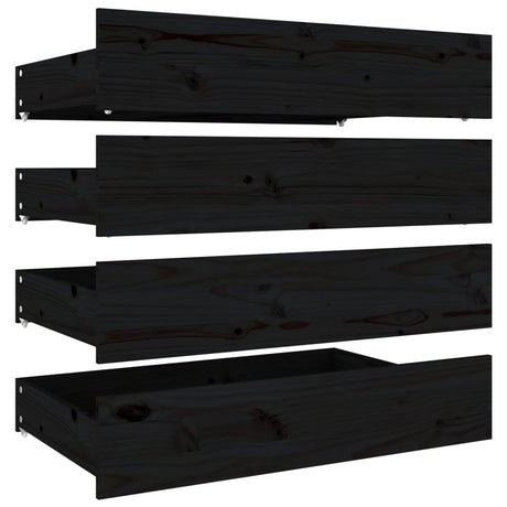 Bed Drawers 4 Pcs Solid Wood Pine