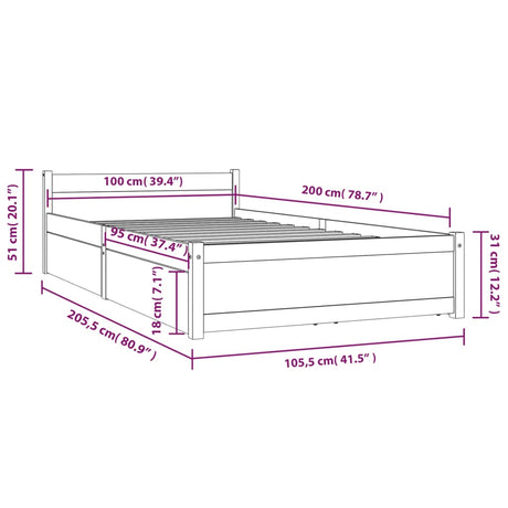 3103488  Bed Frame Without Mattress With Drawers (815034+814989)