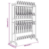 Shoe Rack With Wheels Silver 89X27X120 Cm