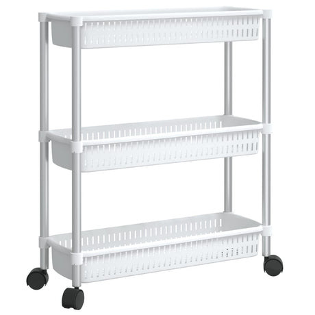 3-Tier Storage Trolley Silver And White Aluminium