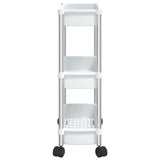 3-Tier Storage Trolley Silver And White Aluminium