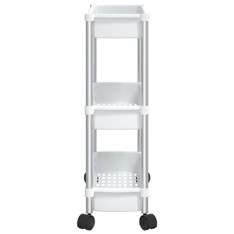 3-Tier Storage Trolley Silver And White Aluminium