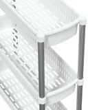 3-Tier Storage Trolley Silver And White Aluminium