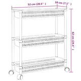 3-Tier Storage Trolley Silver And White Aluminium