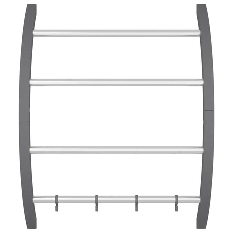 Towel Rack With Hooks Silver Aluminium