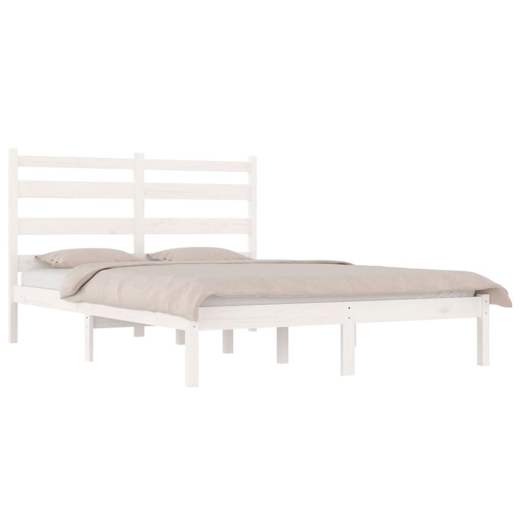 3103649 vidaXL Bed Frame without Mattress White Solid Wood 140x200 cm (810018+818421)