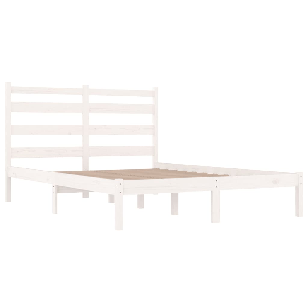 3103649 vidaXL Bed Frame without Mattress White Solid Wood 140x200 cm (810018+818421)