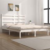3103649 vidaXL Bed Frame without Mattress White Solid Wood 140x200 cm (810018+818421)