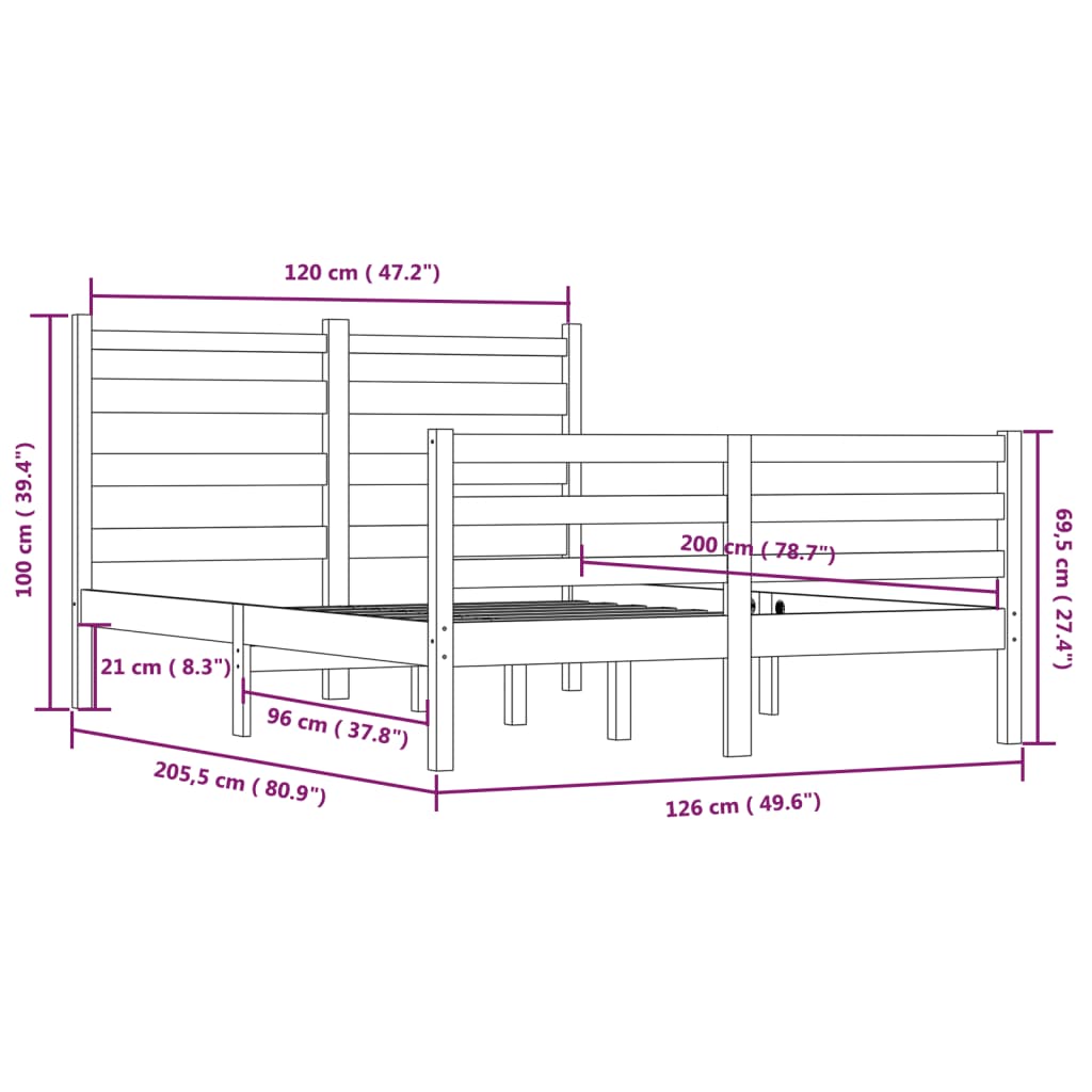 Bed Frame Without Mattress Solid Wood Pine