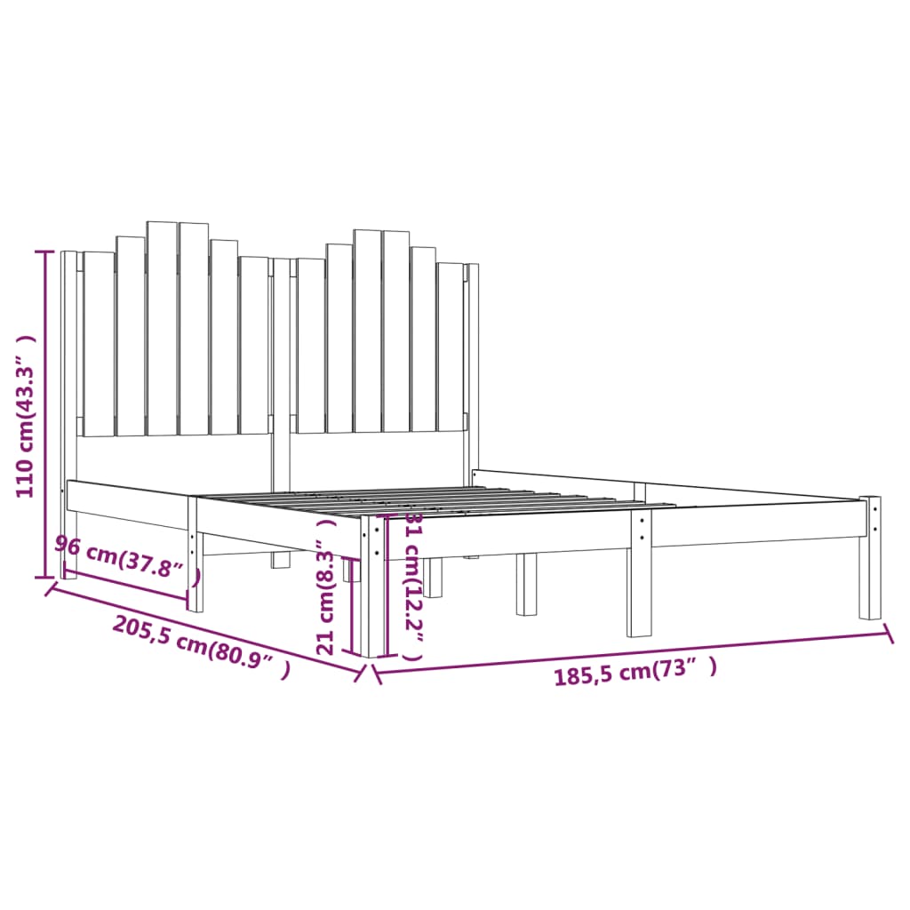 Bed Frame without Mattress Solid Wood Super King