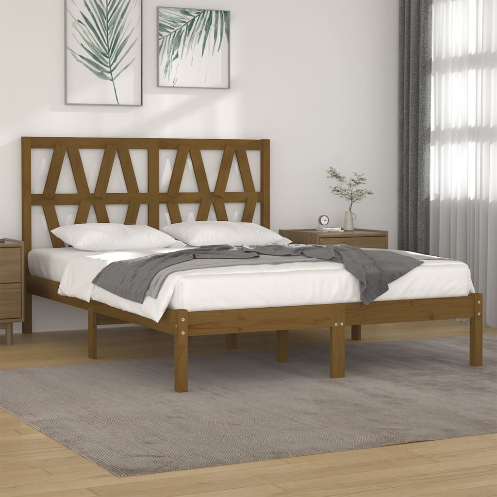 3104018  Bed Frame Without Mattress Solid Wood (810037+818640)