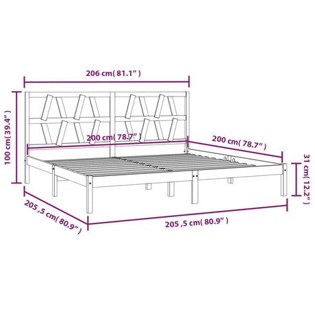 3104018  Bed Frame Without Mattress Solid Wood (810037+818640)
