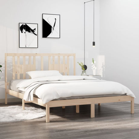 3104083  Bed Frame Without Mattress Solid Wood (810037+818690)
