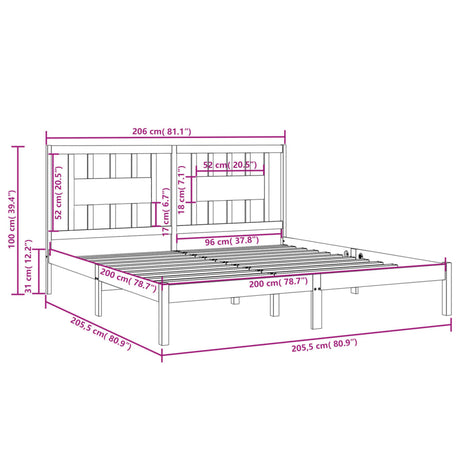 3104083  Bed Frame Without Mattress Solid Wood (810037+818690)