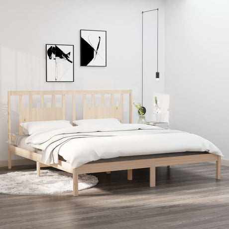 3104083  Bed Frame Without Mattress Solid Wood (810037+818690)