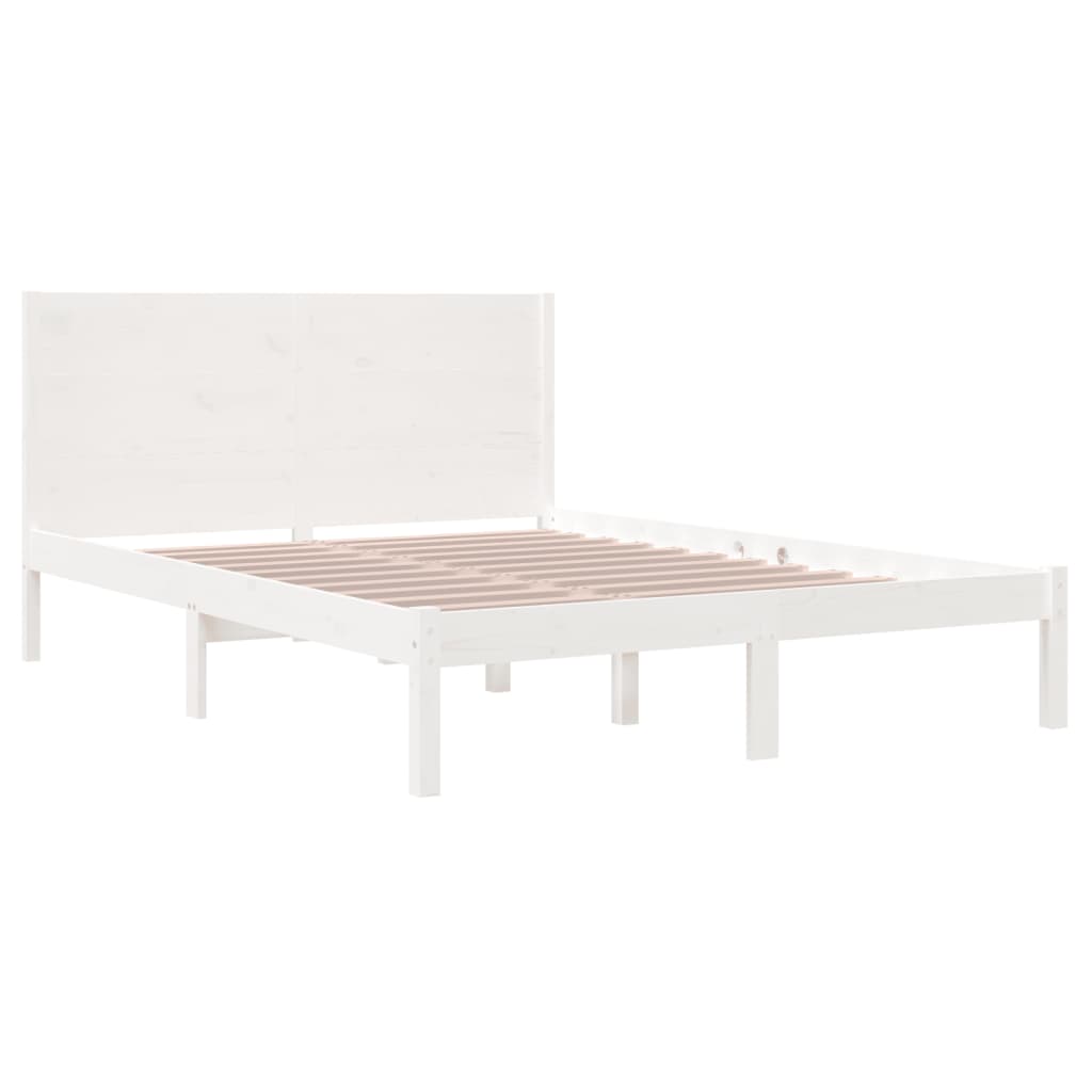 Bed Frame without Mattress White 135x190 cm Double Solid Wood