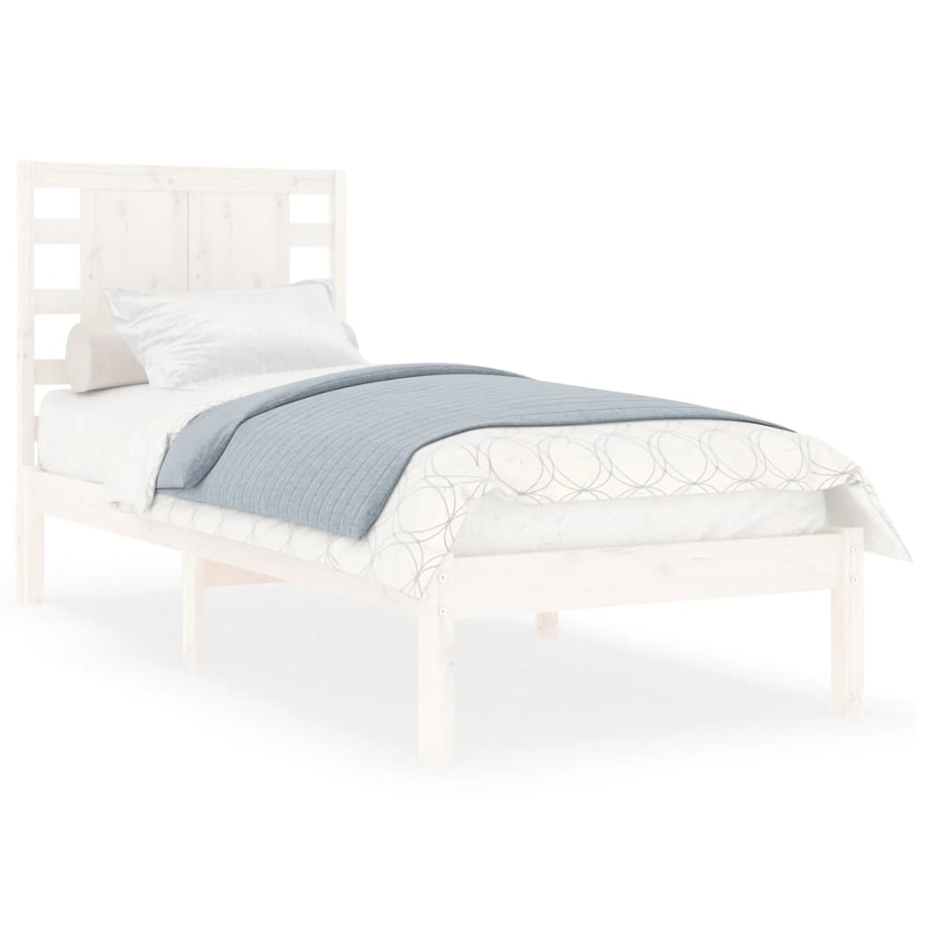 Bed Frame without Mattress White 75x190 cm Small Single Solid Wood