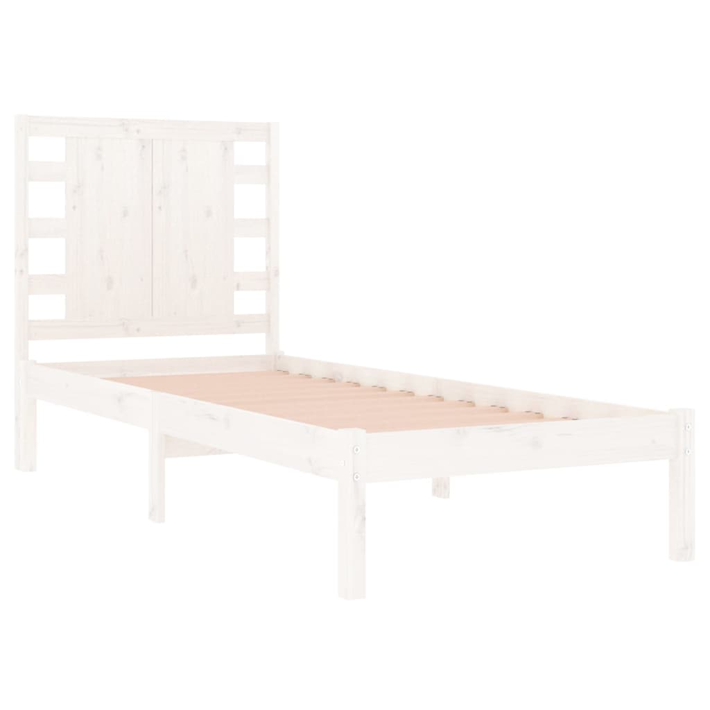 Bed Frame without Mattress White 75x190 cm Small Single Solid Wood