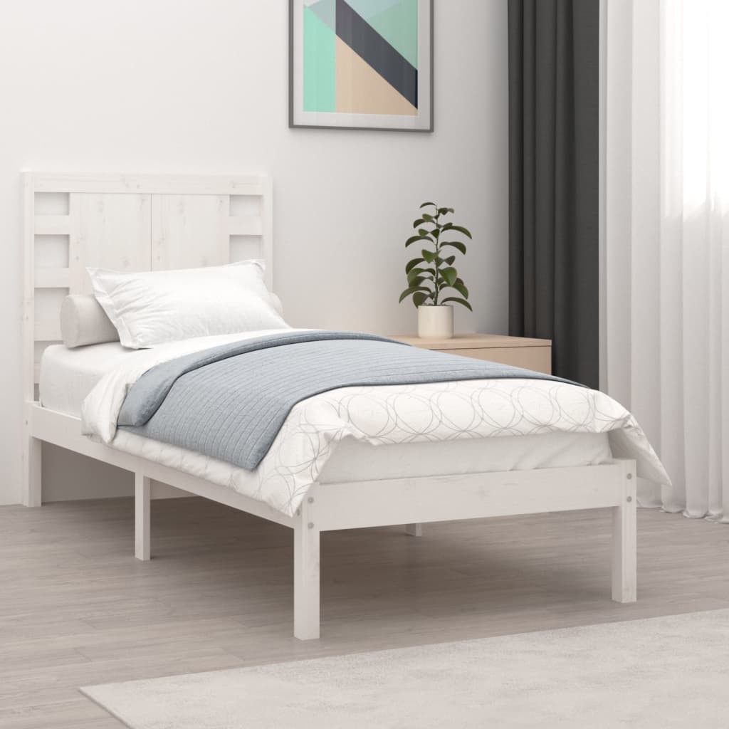 Bed Frame without Mattress White 75x190 cm Small Single Solid Wood