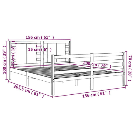 Bed Frame Without Mattress King Size Solid Wood Pine
