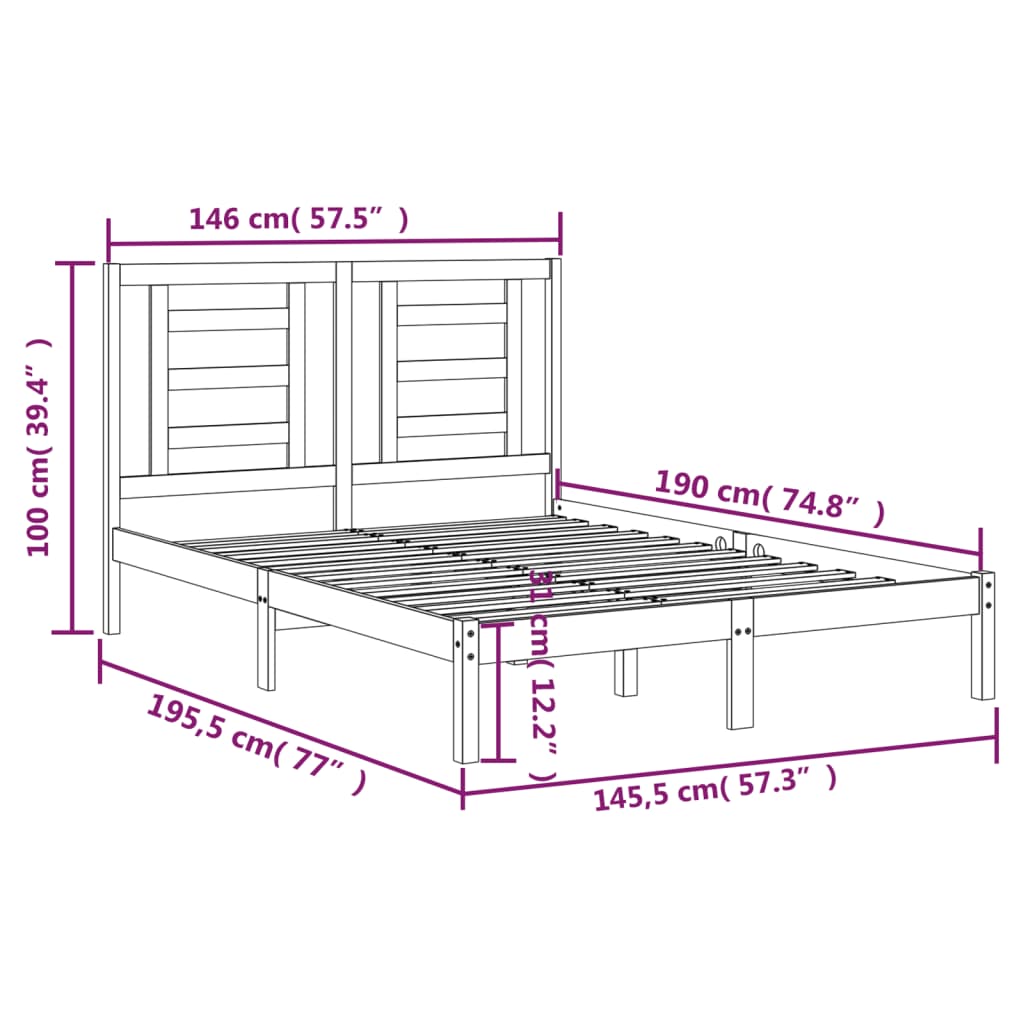 Bed Frame without Mattress 140x190 cm Solid Wood Pine