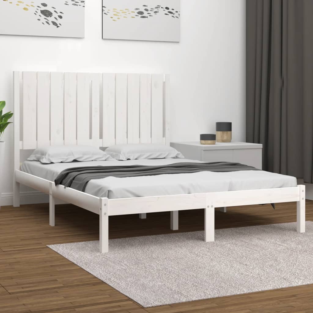 Bed Frame without Mattress White 120x190 cm Small Double Solid Wood