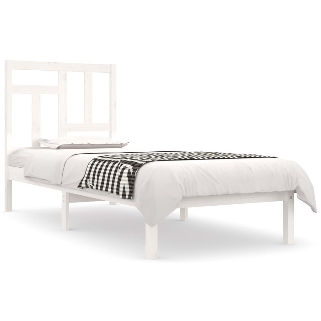 Bed Frame without Mattress White 90x200 cm Solid Wood Pine