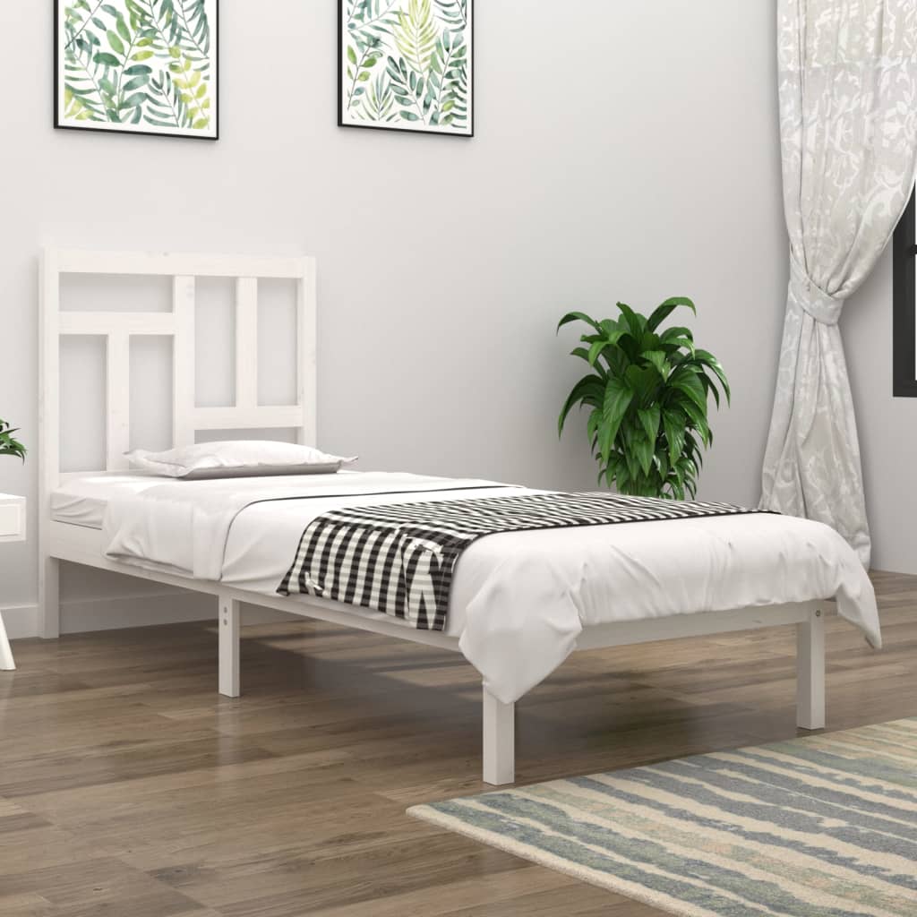 Bed Frame without Mattress White 90x200 cm Solid Wood Pine