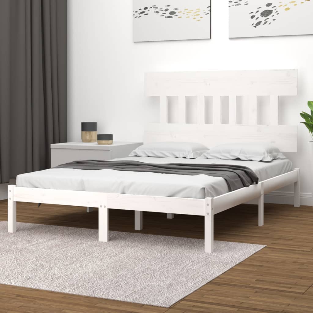 Bed Frame without Mattress White 120x190 cm Small Double Solid Wood