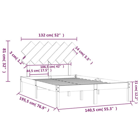Bed Frame Without Mattress Double Solid Wood
