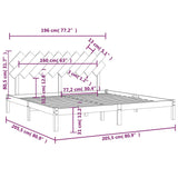 Bed Frame without Mattress Grey 200x200 cm Solid Wood