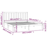 Bed Frame without Mattress Grey Solid Wood Pine 200x200 cm