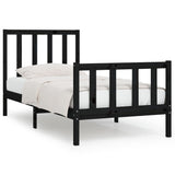 Bed Frame without Mattress Black 75x190 cm Small Single Solid Wood