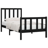 Bed Frame without Mattress Black 75x190 cm Small Single Solid Wood