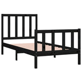 Bed Frame without Mattress Black 75x190 cm Small Single Solid Wood
