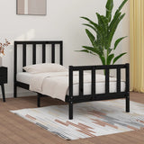 Bed Frame without Mattress Black 75x190 cm Small Single Solid Wood