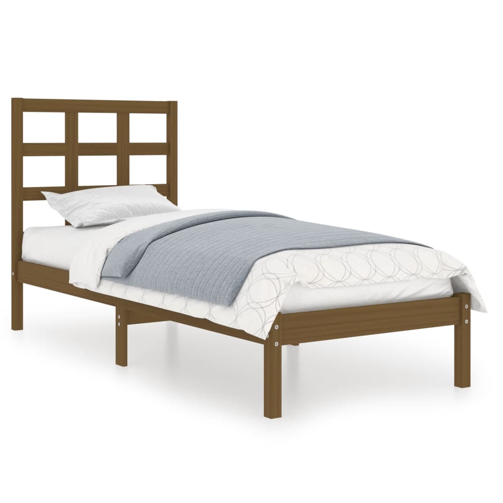 Bed Frame without Mattress Honey Brown 100x200 cm Solid Wood