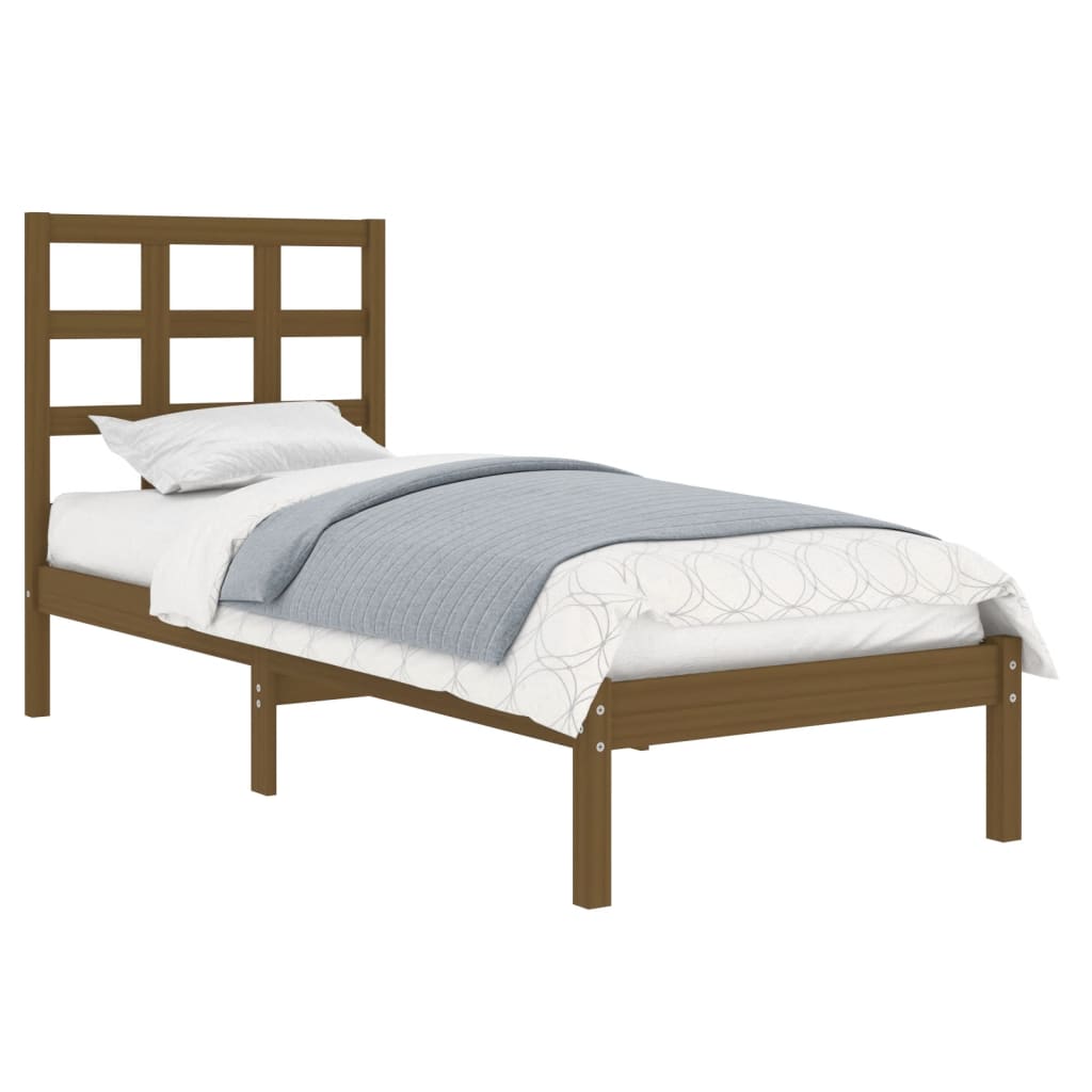 Bed Frame without Mattress Honey Brown 100x200 cm Solid Wood