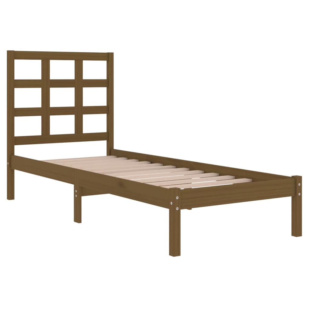 Bed Frame without Mattress Honey Brown 100x200 cm Solid Wood