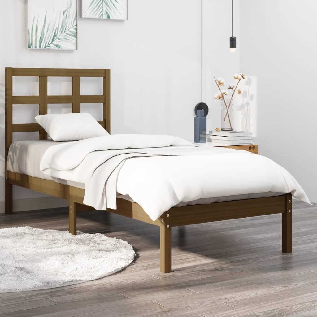 Bed Frame without Mattress Honey Brown 100x200 cm Solid Wood