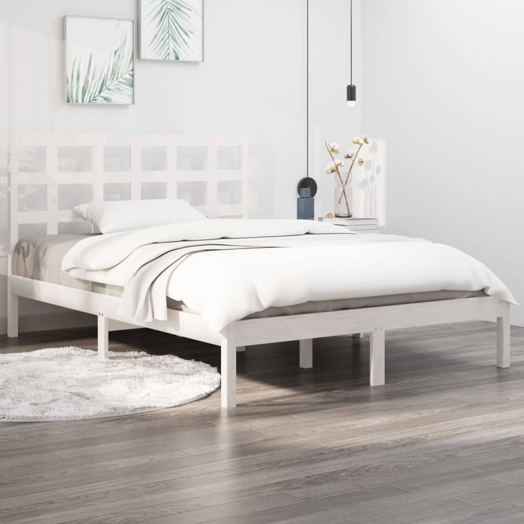 Bed Frame without Mattress White 120x200 cm Solid Wood