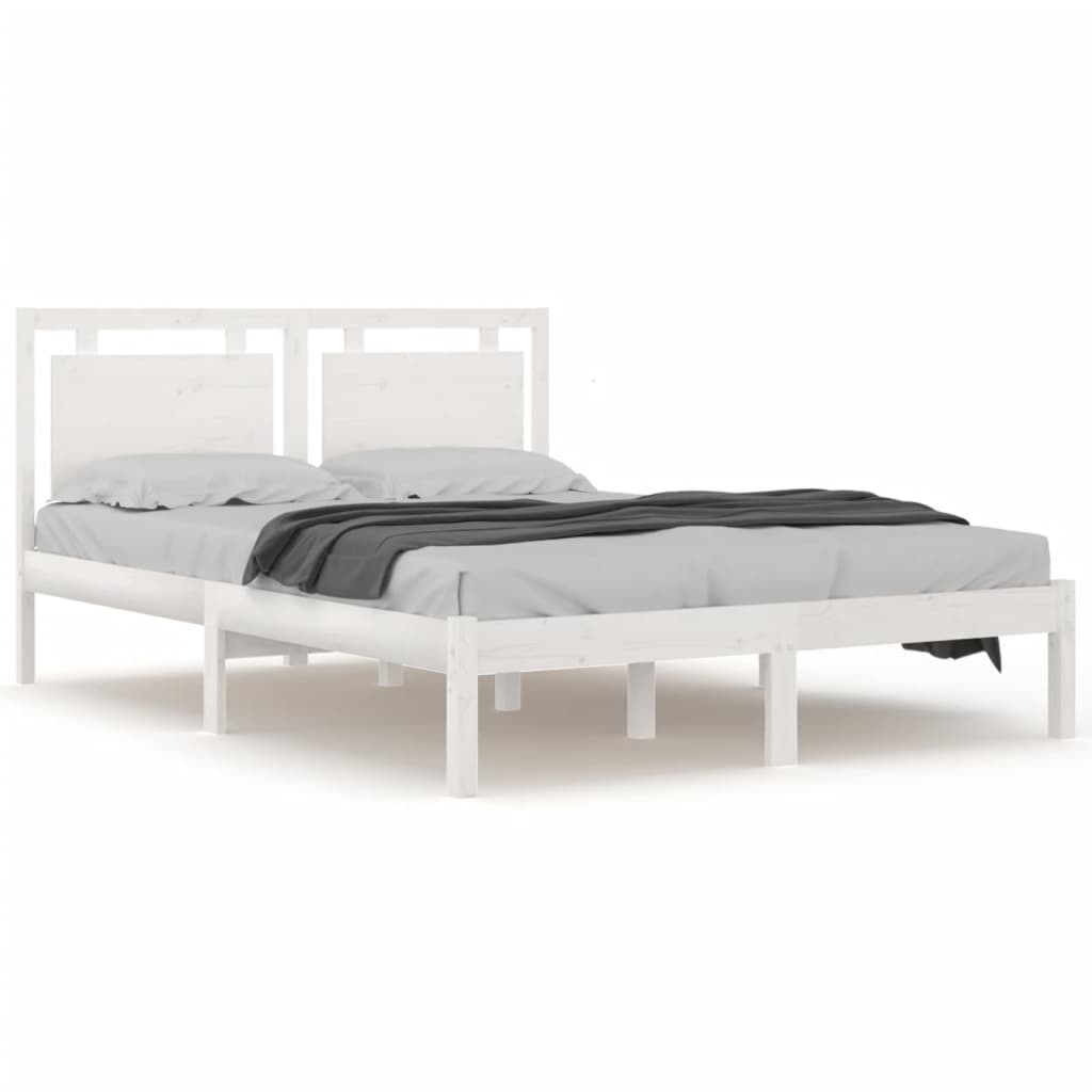 Bed Frame without Mattress White 150x200 cm King Size Solid Wood