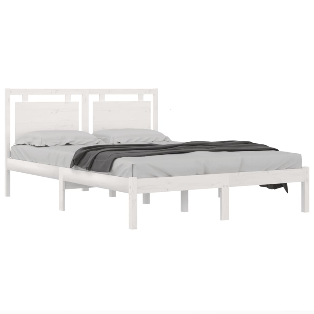 Bed Frame without Mattress White 150x200 cm King Size Solid Wood