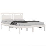 Bed Frame without Mattress White 150x200 cm King Size Solid Wood