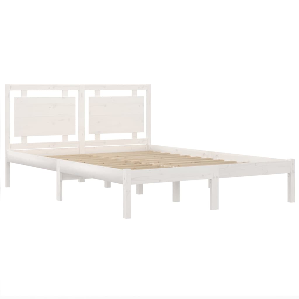 Bed Frame without Mattress White 150x200 cm King Size Solid Wood