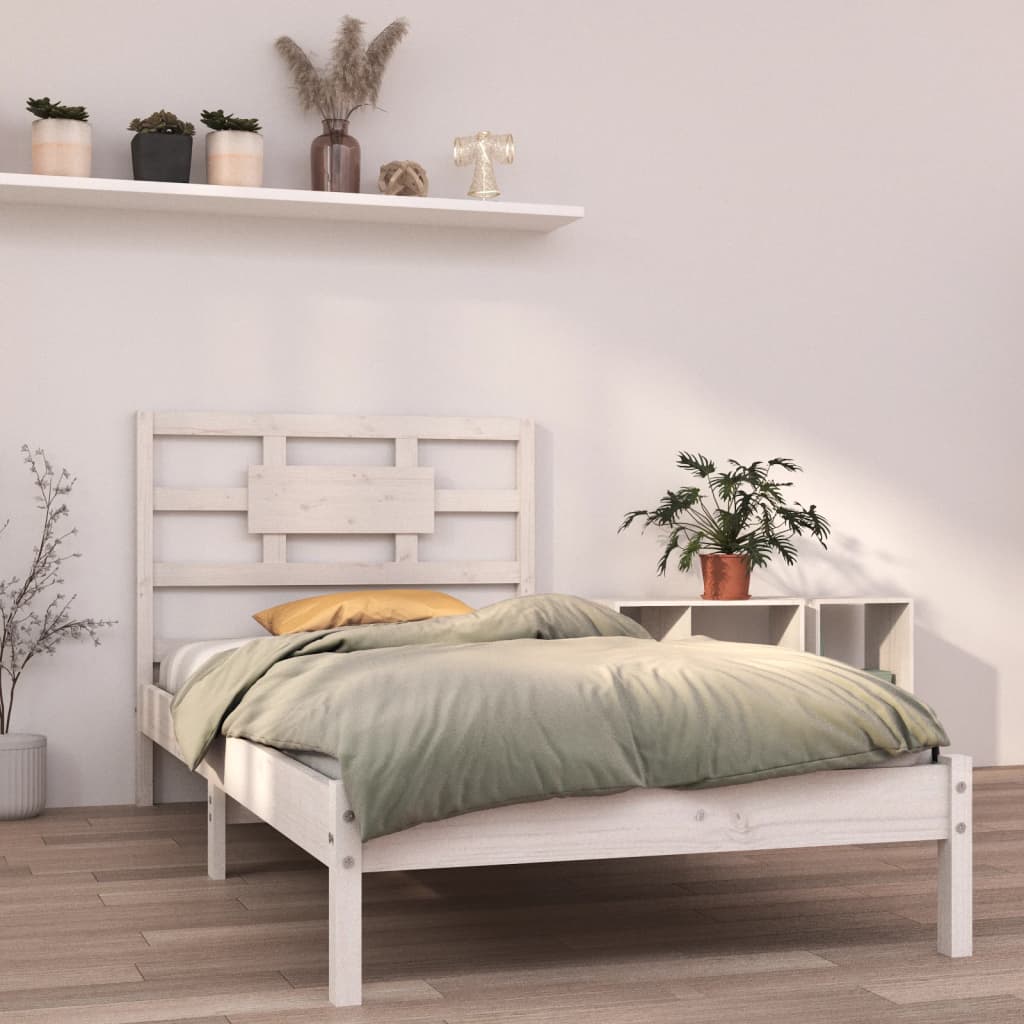 Bed Frame without Mattress White 90x200 cm Solid Wood