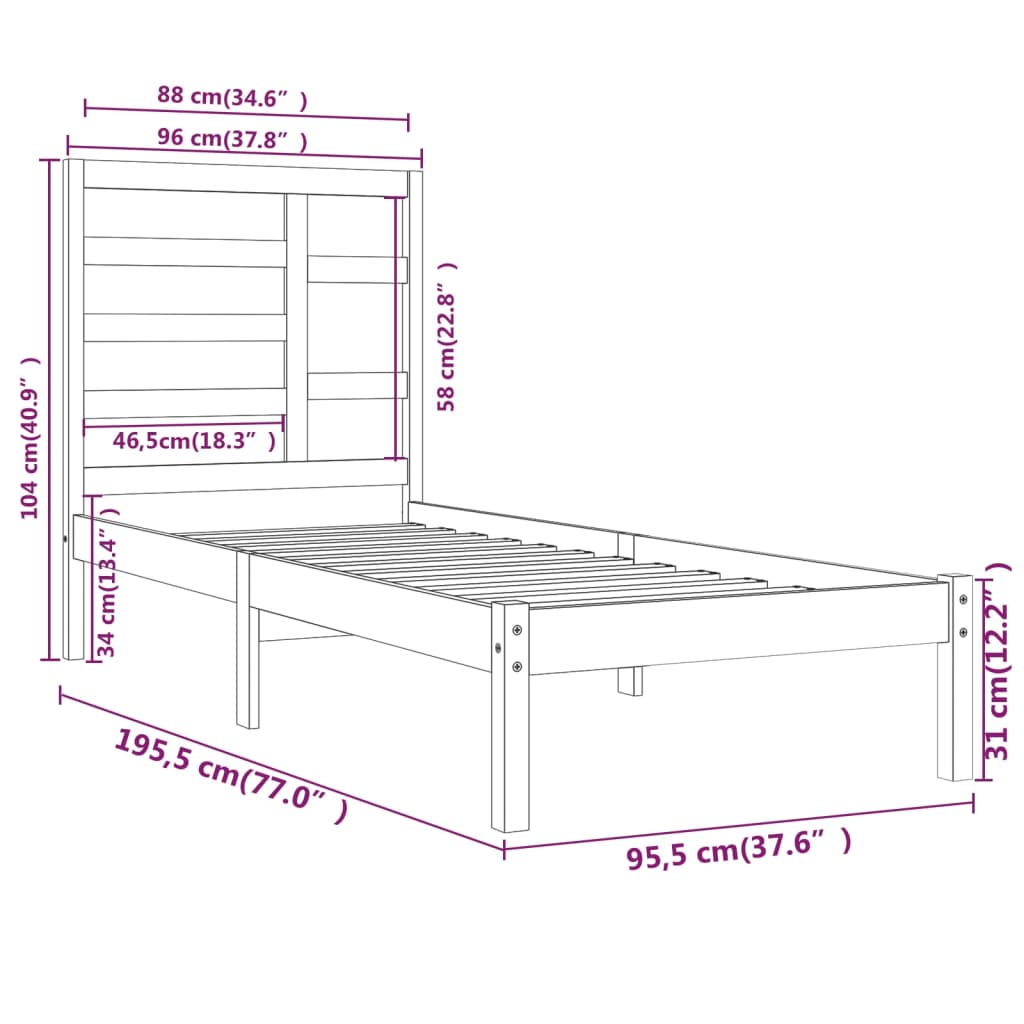 Bed Frame Without Mattress Solid Wood Single Single