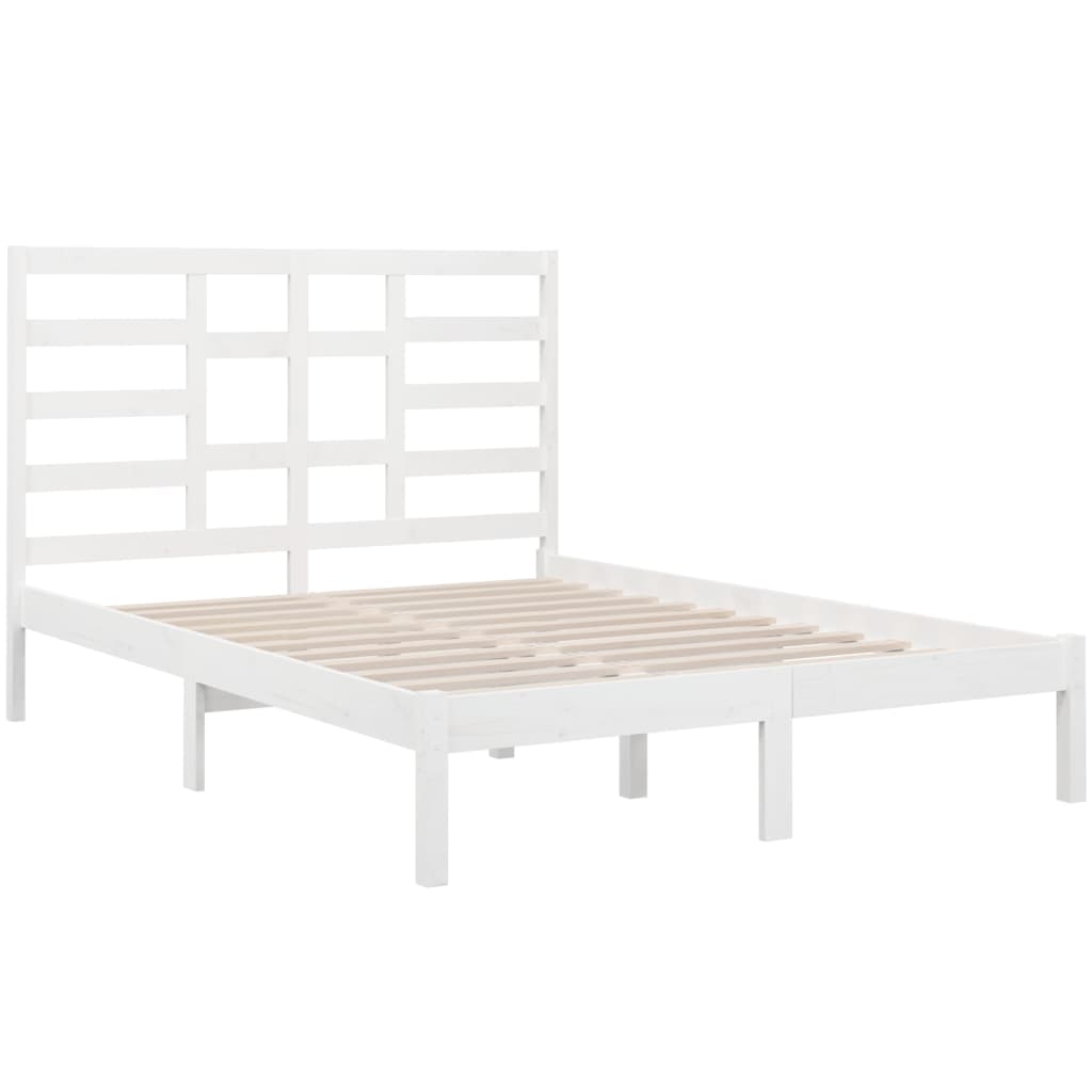 Bed Frame without Mattress White Solid Wood 160x200 cm
