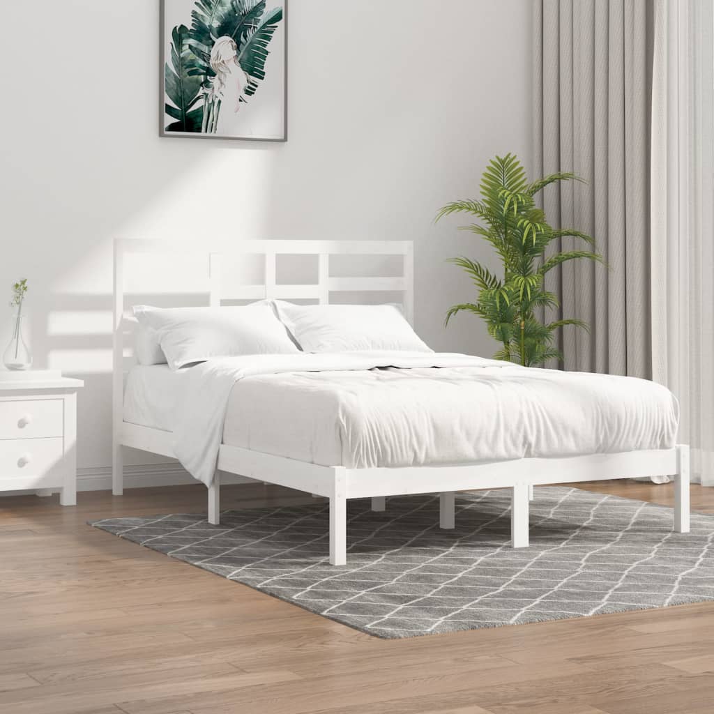 Bed Frame without Mattress White Solid Wood 160x200 cm